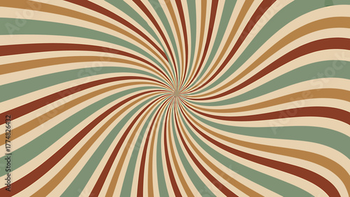 Retro Style Radial Background with Earth Tones Burst Effect Hypnotic Swirl Design for Vintage Themed Graphics and Visuals