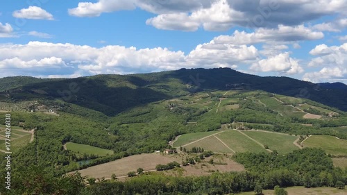 landscape in chianti, tuscany with mountains