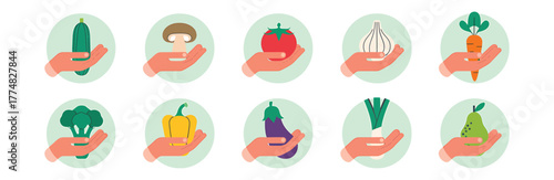 Hands holding various vegetables healthy food concept