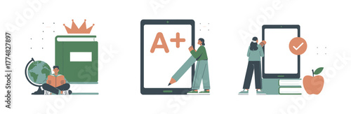 Online education and elearning concept with student and tablet