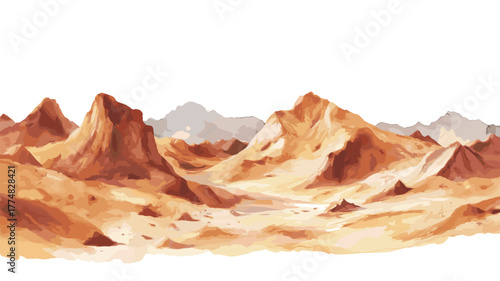 Valle de la Luna. Valle de la Luna hand drawn watercolor illustration