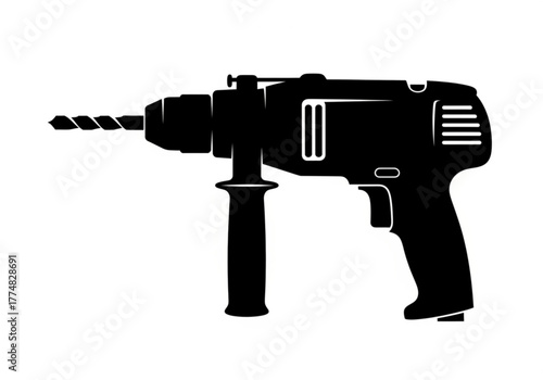 Black silhouette of a power drill generative ai