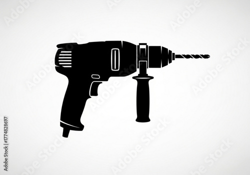 Black silhouette of a power drill generative ai
