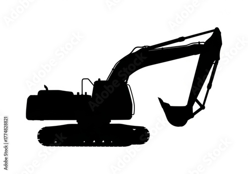 Silhouette of an excavator generative ai