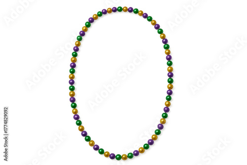 Mardi gras party beads necklace in traditional colors