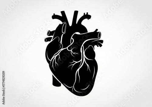 Black silhouette of a human heart generative ai