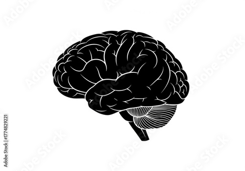 Black silhouette of a human brain generative ai