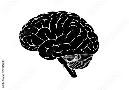 Black silhouette of a human brain generative ai