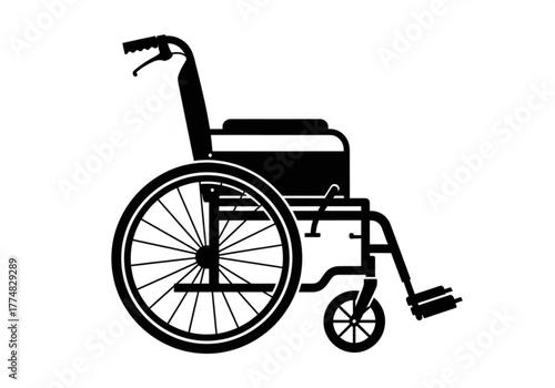 Black and white silhouette of a wheelchair generative ai