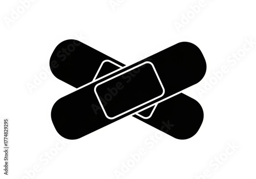 Two black adhesive bandages crossed generative ai