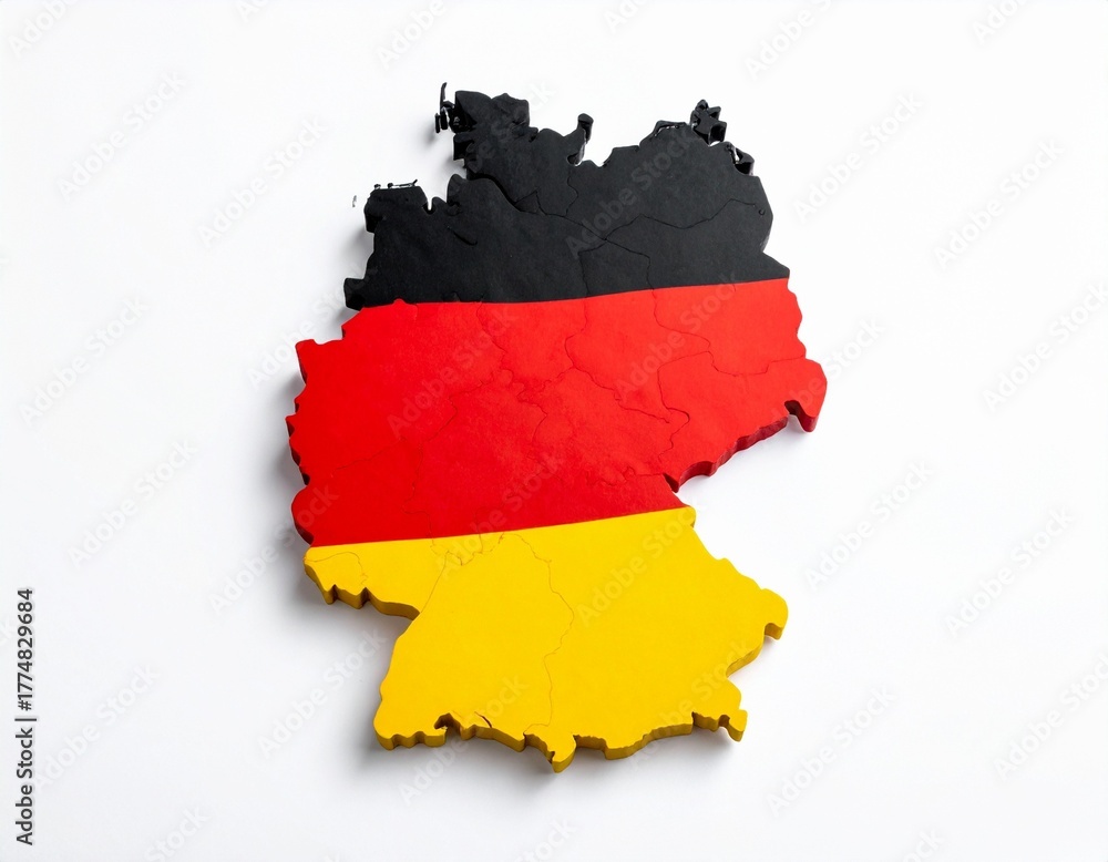 Fototapeta premium Germany Map with German Flag on White Background