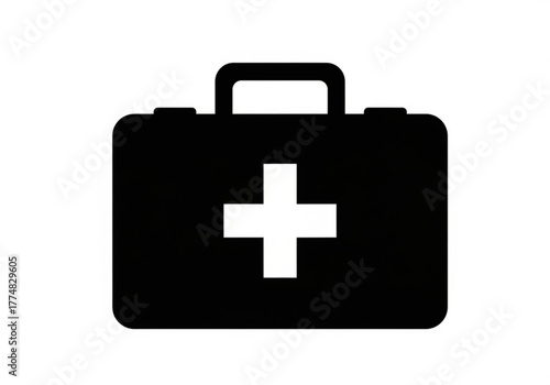 Black first aid kit with white cross generative ai