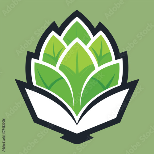 A vibrant green artichoke illustration with a bold outline, set against a soft green backdrop, showcasing a fresh and healthy food concept with a modern, minimalist design