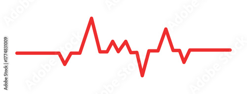 Heartbeat icon. EKG and cardio symbol. Healthy and medical concept. Vector illustration. Heartbeat icon collection. Set of red cardiology pulse iconsMedical heartbeat symbol collection.