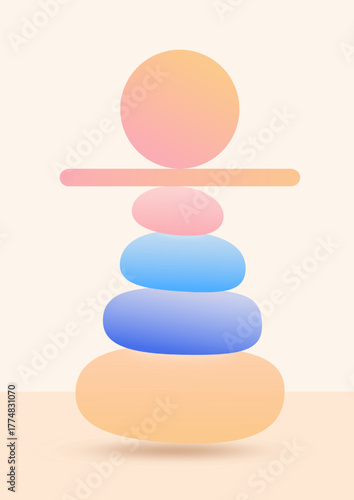 Balance and Harmony is a minimalist abstraction with soft gradients symbolizing balance and inner harmony