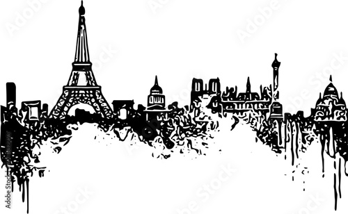paris skyline with eiffel tower