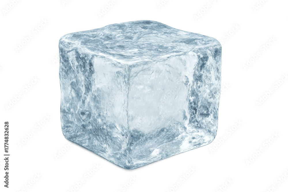 Fototapeta premium Ice cube showing frosty texture on transparent background