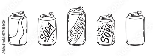 aluminium can icon. soda can doodle hand drawn icon. Outline drawing soda can line clipart symbol