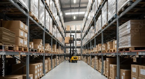 Wallpaper Mural Warehouse operations forklift handling in industrial storage facility Torontodigital.ca