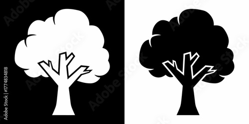 Elegant tree silhouettes in black and white offer a modern design element for nature themed projects and creative endeavors