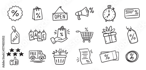 Loyalty card hand drawn doodle element icons. Symbol for Loyalty card, incentive program outline illustration icon