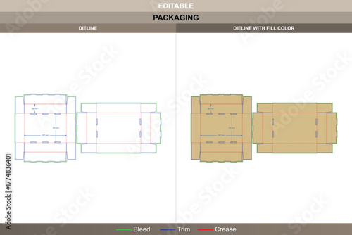 Removable lid box dieline crafted through refined vector mapping enhancing printing clarity packaging stability structured die line fold supports detachable top precision layout