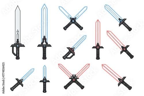 Futuristic Energy Swords — Blue and Red Sci-Fi Weapon Collection