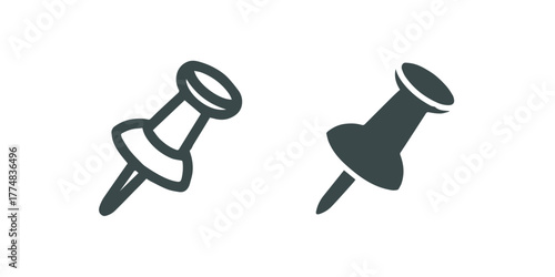 pin thumbtack ui icons set line outline and bold filled versions