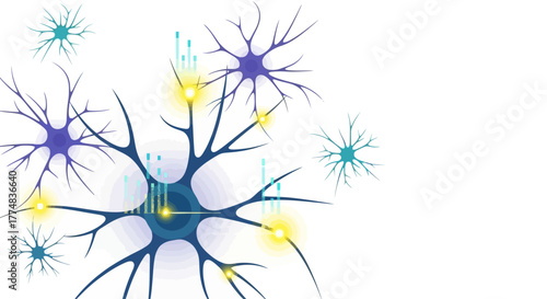 Neural Network Illustration Depicting Brain Connectivity and Synaptic Transmission for Educational and Scientific Purposes in Healthcare