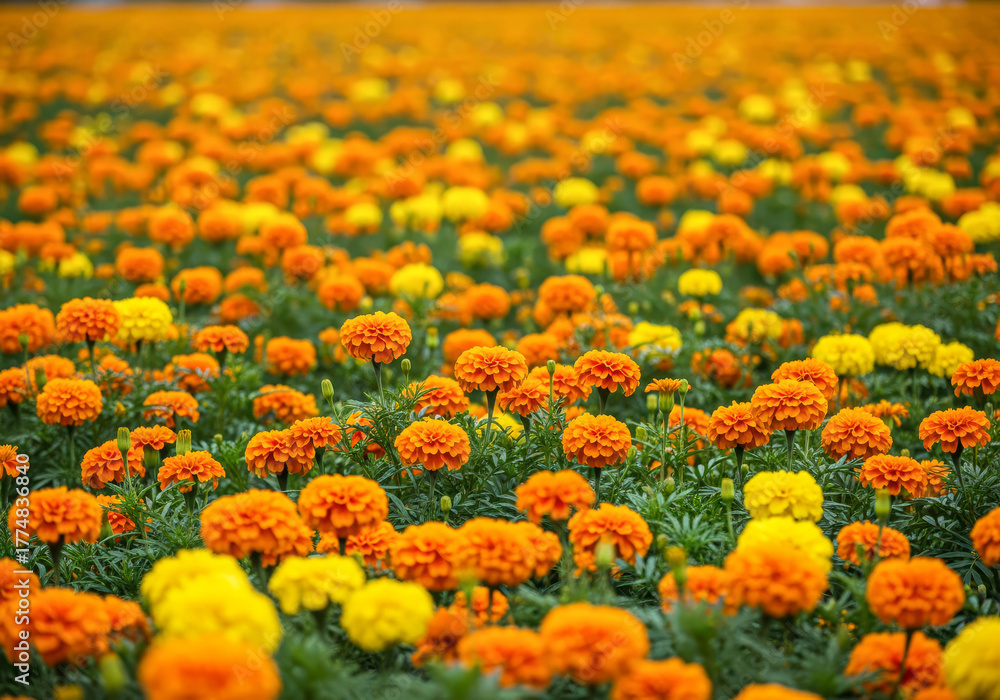 Fototapeta premium campo de flores de cempasúchitl para día de muertos