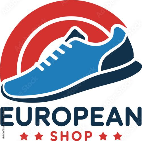 European Shop Sneaker Shoe Store Logo Design