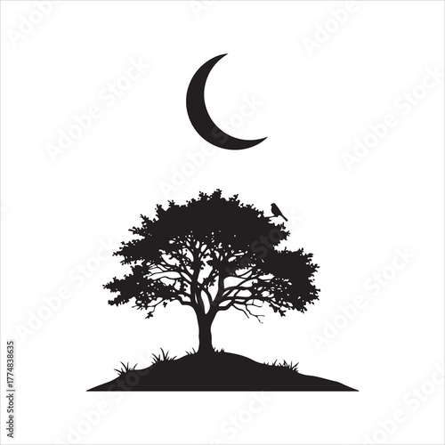 Praying angel silhouette with halo — delicate Christmas angel vector line art suitable for cards and holiday designs