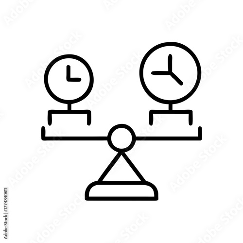 Scales balancing two clocks representing concept of time management  