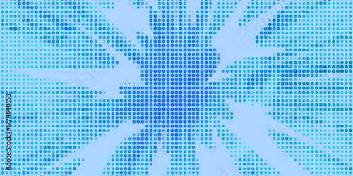 Anime explosion radiating bright blue energy beams outward from center. Comic style burst with dynamic motion, sharp rays on bright halftone background for manga battle scenes and superhero action.