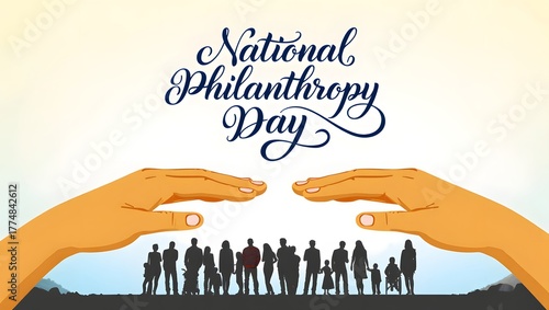 National philanthropy day banner illustration 