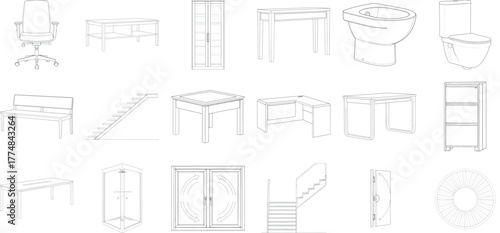 Assortment of furniture and architectural components