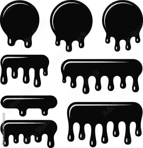 Black paint drips and blobs vector graphics