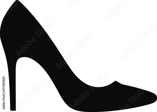Elegant black silhouette of a high heel shoe