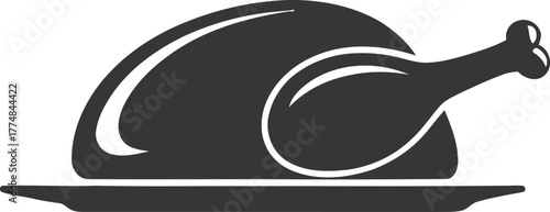 Simple icon of a roasted chicken on a serving platter