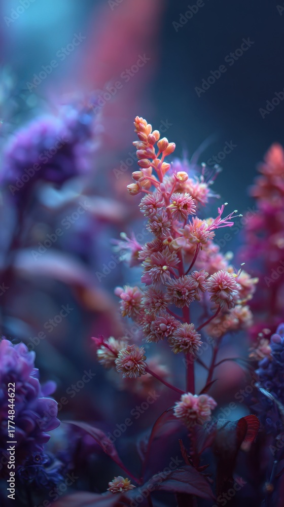 Obraz premium Floral Fantasy: A close-up showcases a breathtaking collection of delicate floral blossoms, with captivating textures and subtle hues.