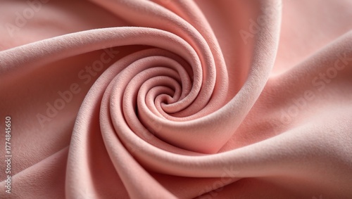 Soft pink fabric swirl texture close up macro detail of gentle folds and curves