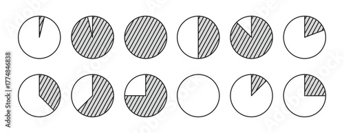 pie chart template illustration flat vector icon. editable, stroke pie chart. parts of the whole concept