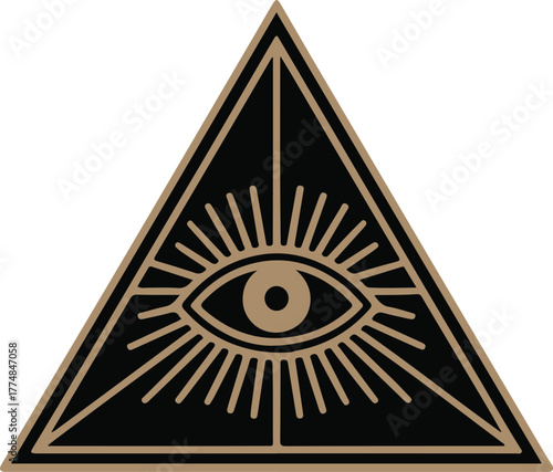 All Seeing Eye Pyramid Symbol Illustration Occult Design Vector