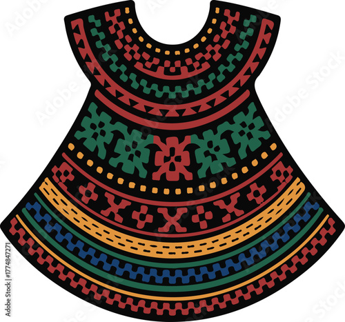 Colorful African Style Dress Illustration Traditional Ornament Design