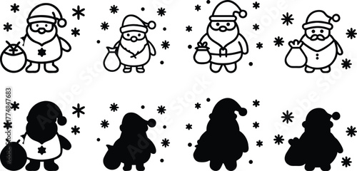 vector illustration of a cute girl holding many christmas gifts and presents in winter holiday style