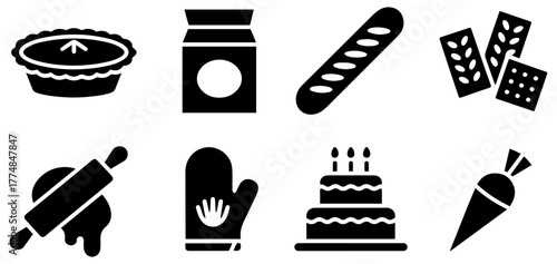 baking essentials icon set kitchen tools