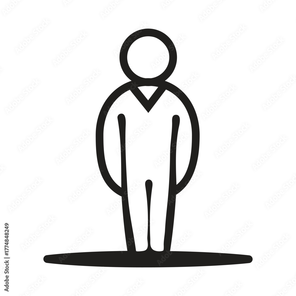 Fototapeta premium Simple line drawing of a person standing with crutches