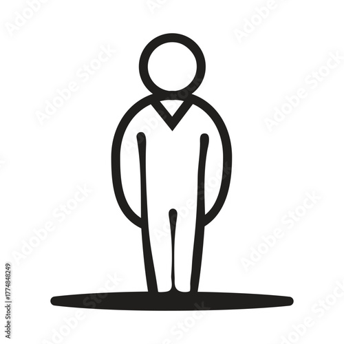 Simple line drawing of a person standing with crutches