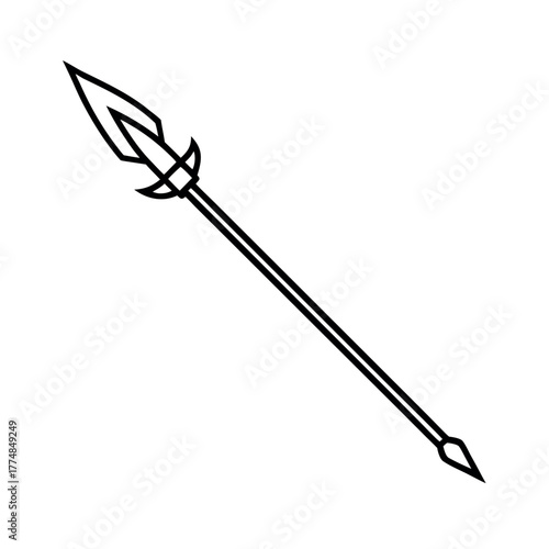 Spear Outline Vector Illustration | Weapon Line Art Icon Design