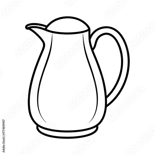 Water Jug Outline Vector Illustration | Kitchenware Line Art Drawing